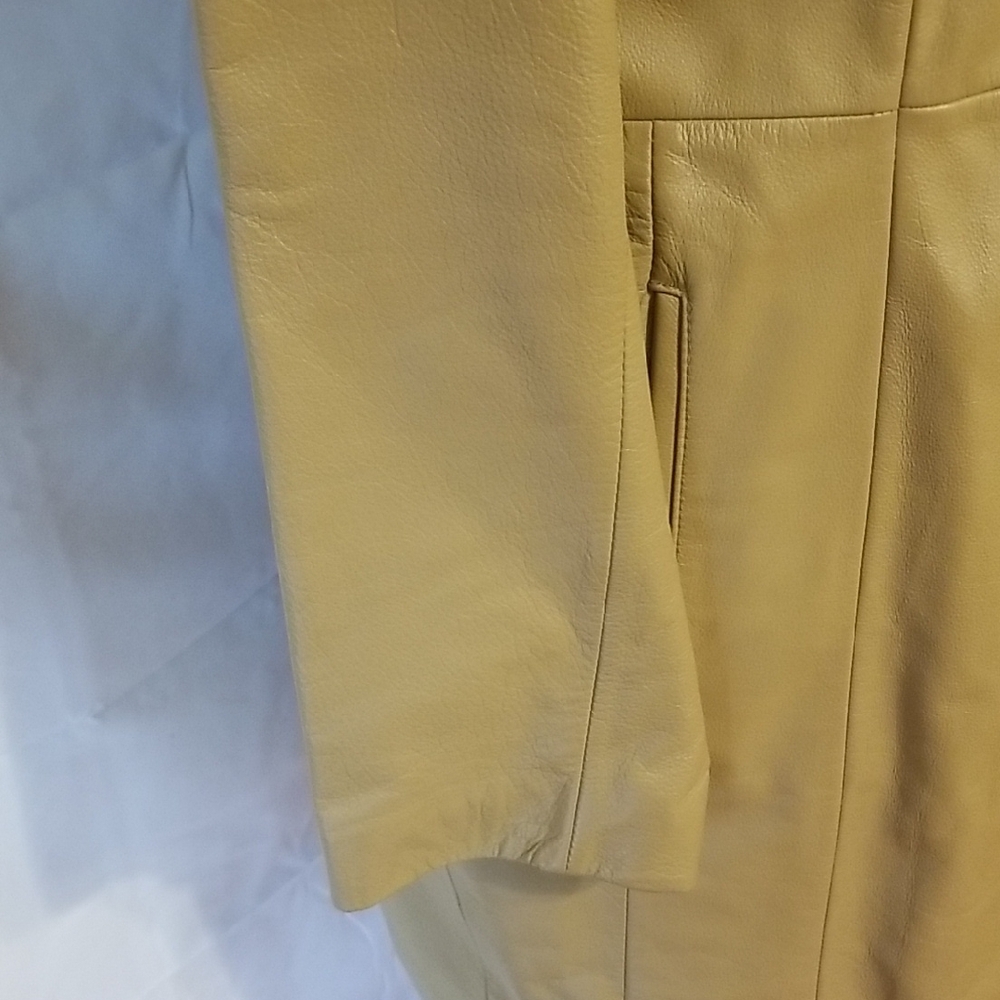 Colebrook 100% Leather Classic Tan Warm Long Button Down Coat Jacket Neutral - M - Picture 5 of 16